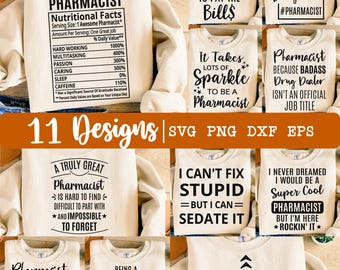 Pharmacist SVG, Pharmacist Bundle svg, Pharmacy svg, 11 Designs, Pharmacist Life svg, Shirt Designs, Appreciation svg, Eps, Dxf, Png