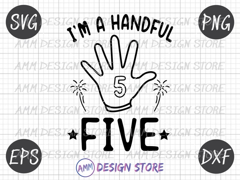 I'm a handful svg five year old svg 5th Birthday svg | Etsy