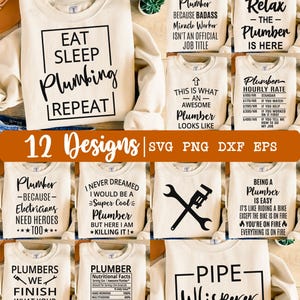 Fontanero SVG, Paquete de fontanero SVG, 12 diseños, Fontanero Png, Camiseta divertida SVG, Agradecimiento SVG, Eps, Dxf, Png