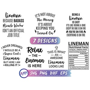 Lineman SVG, Lineman Bundle svg, 7 Designs, Electric Lineman svg, Power Lineman svg, Appreciation svg, Eps, Dxf, Png