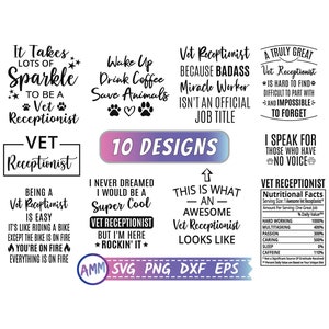 Vet Receptionist svg, Bundle svg, Veterinary Receptionist svg, Vet Reception svg, 10 Funny Shirt Design svg, Eps, Dxf, Png