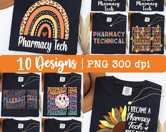 Pharmacy Tech png, Pharmacy Technician png, Bundle png, Pharmacy png, 10 designs, Retro Pharmacy Tech, sublimation design, Instant Download