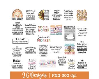 Social worker png, social worker bundle png, social worker shirt png, Retro Social worker png, 26 Designs, sublimation design.