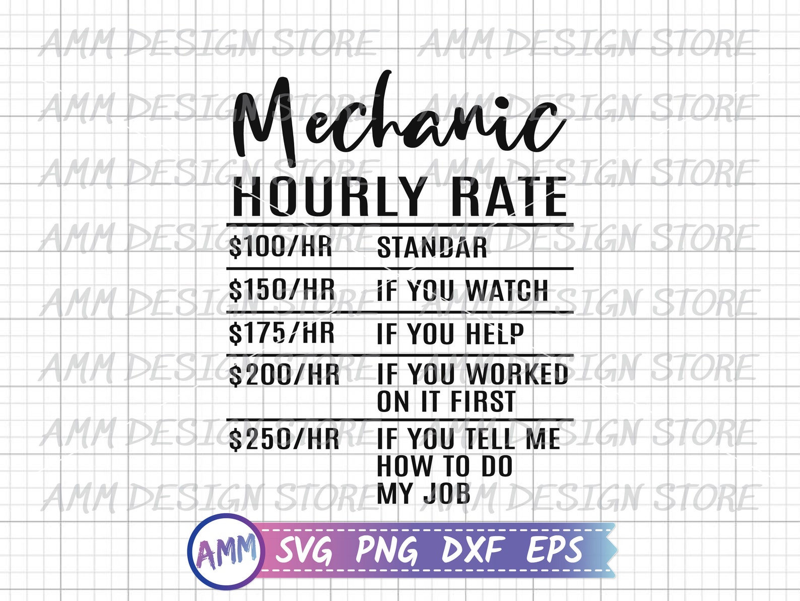 Mechanic SVG Mechanic Hourly Rate Svg Mechanic Png Funny Etsy