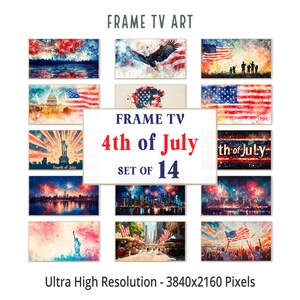 4th of July Frame TV Art Bundle of 14, Patriotic Fireworks TV Art, USA Independence Day Tv Art, American Flag Tv Art, Digital Download