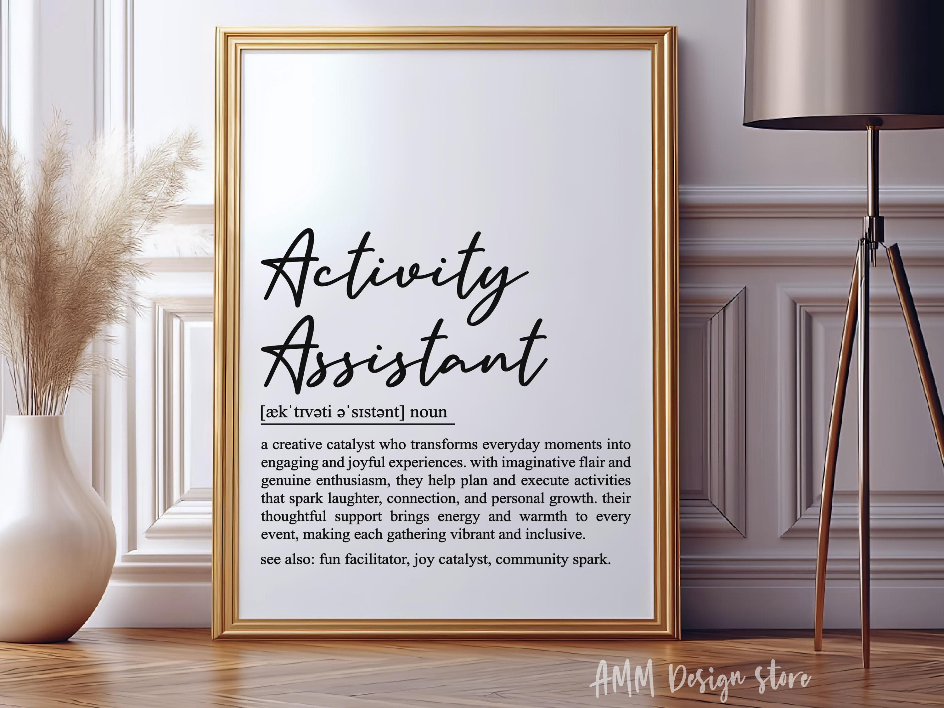 Activity Assistant Definition Print, Activity Assistant Gift, Activity ...