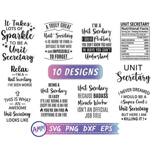 Unit Secretary SVG, Unit Secretary Bundle svg, Shirt svg, 10 Designs, Hospital Secretary svg, Appreciation svg, Eps, Dxf, Png