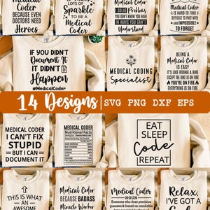Medical Coder SVG, Medical Coder Bundle SVG, 14 Design, Medical Coder png, Medical Coder SVG, specialist SVG, shirt SVG, EPS, DXF, PNG