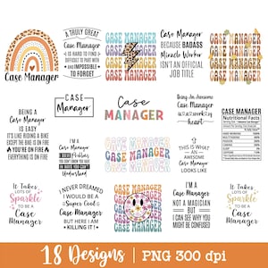 Case Manager png, Bundle, Case Manager Shirt png, Case Management png, 18 Design, Sparkle, Retro, Leopard, Floral, Sublimation Design.