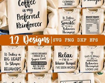Behavior Therapist svg, Bundle svg, BCBA svg, Behavior Analyst svg, ABA svg, 12 designs, Appreciation svg, Eps, Dxf, Png