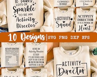 Activiteitsdirecteur SVG, bundel svg, activiteitsdirecteur png, activiteitendirecteur svg, shirt svg, 10 ontwerpen, waardering svg, eps, dxf, png