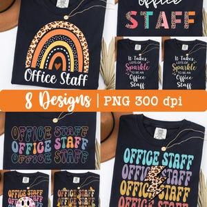 Paquete de imágenes PNG de personal de oficina, diseño PNG de personal de oficina escolar, paquete PNG de personal de oficina, regalo, PNG para camisetas, estilo retro, estampado de leopardo, diseño para sublimación.