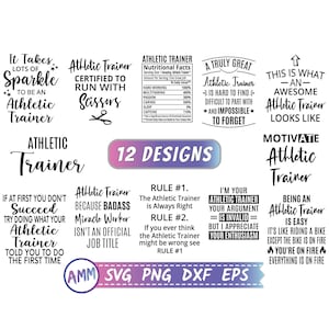 Athletic Trainer SVG, Bundle svg, AT svg, Shirt svg, 12 Designs, Athletic Trainer png, Appreciation svg, Eps, Dxf, Png
