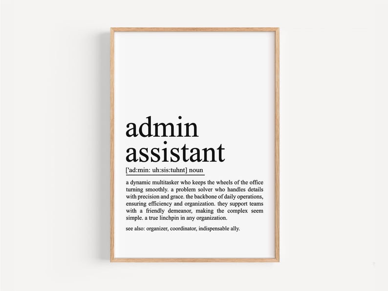 Admin Assistant Definition Print, Admin Assistant Gift, Admin Assistant ...