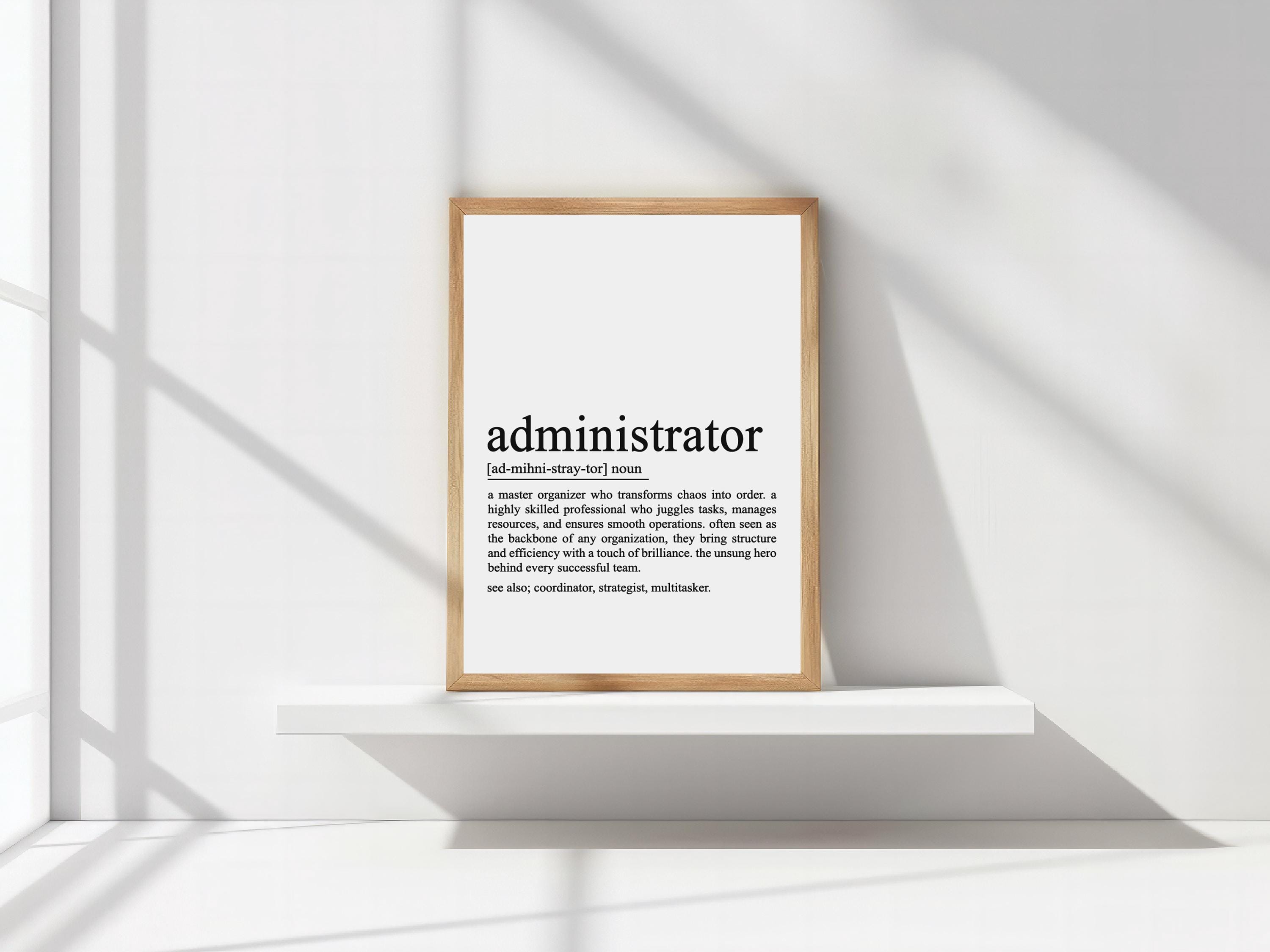 Administrator Definition Print, Administrator Gift, Administrator Wall ...