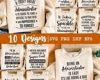 Administrador SVG, Paquete de administrador SVG, Administrador SVG, Oficina SVG, 10 diseños, Día del administrador, Agradecimiento SVG, EPS, DXF, PNG