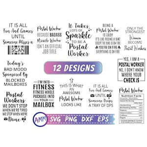 Postal Worker svg, Bundle svg, Post Office svg, Postman svg, Post Office svg, 12 Mail Carrier Svg, Cut file, Png, Dxf, Eps
