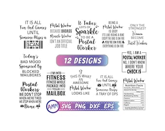 Postal Worker svg, Bundle svg, Post Office svg, Postman svg, Post Office svg, 12 Mail Carrier Svg, Cut file, Png, Dxf, Eps
