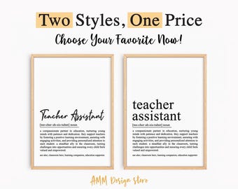 Teacher Assistant-definitieprint, Teacher Assistant-muurkunst, onderwijsassistent, Teacher Assistant Appreciation-cadeau, pdf, jpeg, png.