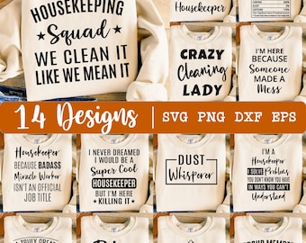 Housekeeper SVG, Bundle svg, Housekeeping svg, Cleaning Staff svg, Cleaning Crew svg, 14 designs, Appreciation svg, Eps, Dxf, Png
