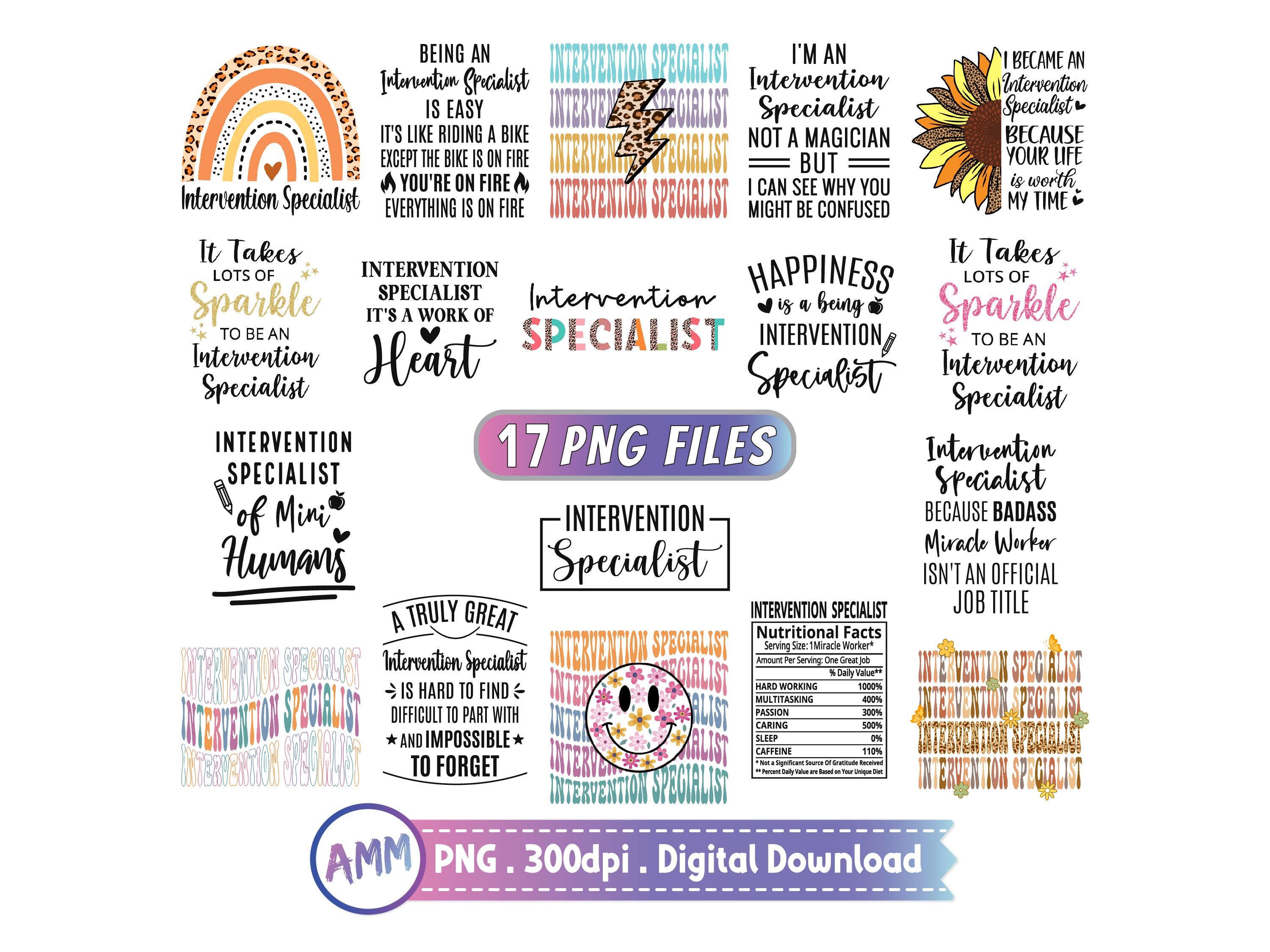 Intervention Specialist png, Bundle, Intervention Teacher png, Retro, Shirt png, Rainbow, Intervention Specialist Sublimation Design.