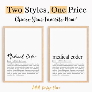 Medical Coder definition print, Medical Coder wall art, Medical Coding, Medical Coder gift, Medical Billing, pdf, JPEG, Png.