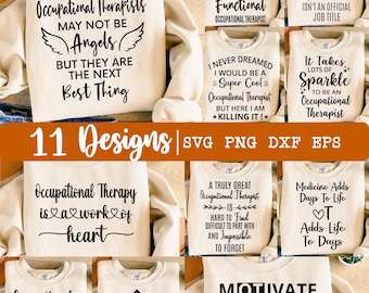 Paquete de terapeuta ocupacional (SVG), paquete de terapia ocupacional (SVG), paquete de terapia ocupacional (SVG), 11 diseños de terapia ocupacional (EPS, DXF, PNG)