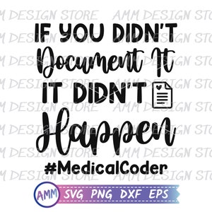 Peut inclure: Graphique de texte noir et blanc qui dit "Si vous ne l'avez pas documenté, cela ne s'est pas produit #MedicalCoder". Une petite icône de document avec un cœur est incluse dans le texte.