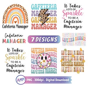 Cafeteria Manager png, Bundle, Cafeteria Manager shirt png, Sparkle, Retro, Leopard, Cafeteria Manager Sublimation Design.