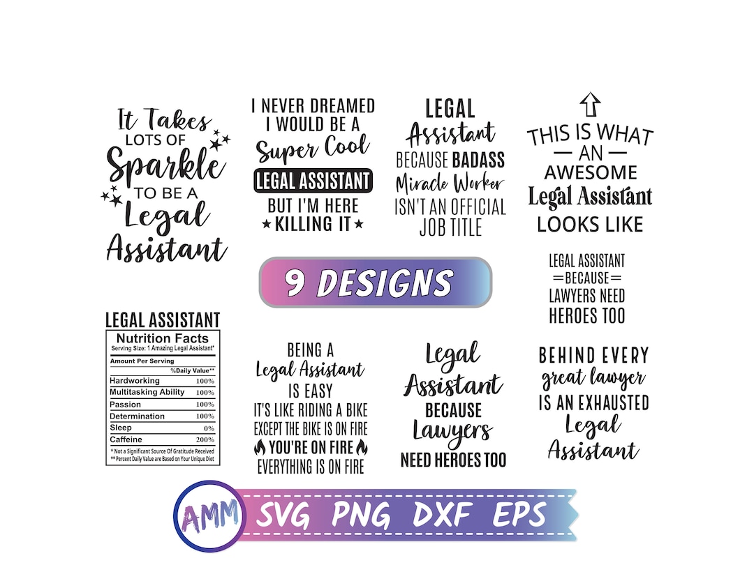Legal Assistant SVG, Legal Assistant Bundle Svg, 9 Designs