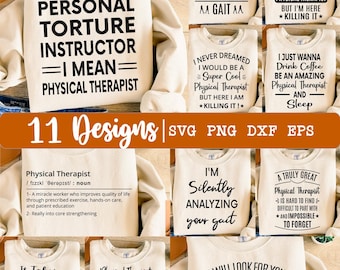 Fisioterapeuta SVG, Paquete SVG, Paquete SVG de PT, Fisioterapia SVG, 11 diseños, Descarga digital, SVG, EPS, DXF, PNG