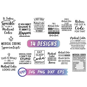 Medical Coder svg, Medical Coder Bundle svg, 14 Design, Medical Coder png, Medical Coding svg, Specialist svg, Shirt svg, Eps, Dxf, Png