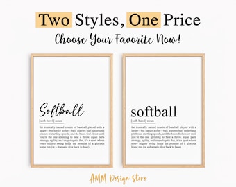 Softbaldefinitieprint, softbalspeler cadeau, softbalkunst aan de muur, pdf, jpeg, png.