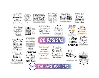 SLP svg  Bundle, Speech Therapist Bundle svg, speech pathologist collection pack, 22 SLP designs, Bundle SLP svg, Png, Dxf, Eps