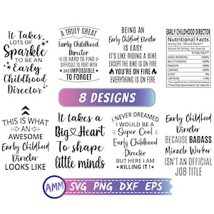 Early Childhood Director, Bundle svg, 8 Designs Early Childhood Director SVG, Childcare Worker svg, Childcare Director svg, Eps, Dxf, Png