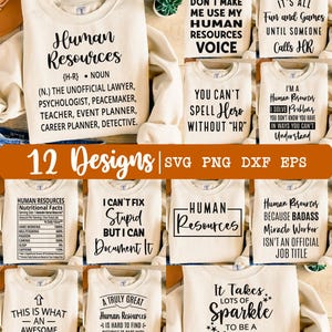 Recursos Humanos SVG, RH SVG, Pacote SVG, Recursos Humanos png, 12 designs, Especialista em RH SVG, Camiseta SVG, Agradecimento SVG, Eps, Dxf, Png