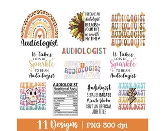 PNG de audiólogo, paquete, PNG de camiseta de audiólogo, diseño de audiólogo, brillo, retro, leopardo, floral, descarga digital, diseño de sublimación.