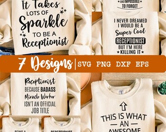 Receptioniste svg, receptioniste bundel SVG, 7 ontwerpen, receptie beheerder svg, secretaris svg, admin asst svg, waardering svg, eps, dxf, png