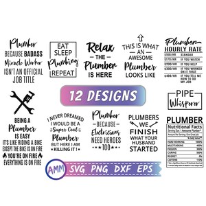 Plumber SVG, Plumber Bundle SVG, 12 Design, Plumber Png, Funny Shirt svg, Appreciation svg, Eps, Dxf, Png
