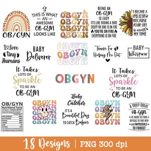 Obgyn png, OB-GYN png, Bundle, Obgyn png design, Obgyn nurse png, Shirt png, Retro, Leopard, Sublimation Design.