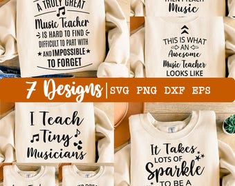 Music Teacher SVG, Music Teacher Bundle svg, 7 funny Music Teacher svg, Music Teacher shirt design svg, Eps, Dxf, Png