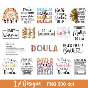 Doula png, Bundle, Retro, Shirt png, 17 Designs, Regenbogen, Doula Geschenk, Leopard, Doula png Sublimationsdesign.