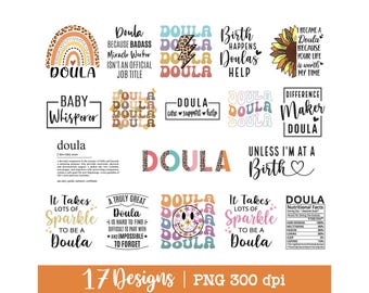 Doula png, Bundle, Retro, Shirt png, 17 Designs, Rainbow, Doula gift, Leopard, Doula png Sublimation Design.