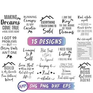 Real estate agent Bundle Svg, Real estate professional Bundle svg, Real Estate broker bundle svg, 15 designs, svg, Png, Dxf, Eps