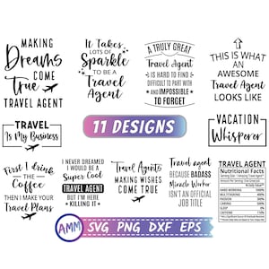 Travel Agent svg, Travel Agent Bundle svg, Shirt Design svg, 11 Designs, Travel Agent png, Appreciation svg, Eps, Dxf, Png
