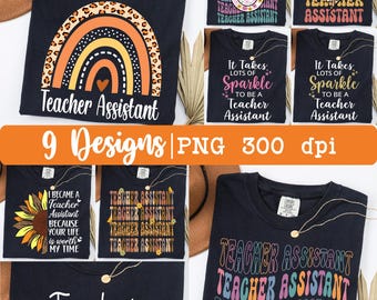 Teacher Assistant png, Bundle, Teacher Assistant Design, Teacher Assistant shirt png, Sparkle, Retro, Leopard, Sublimation Design.