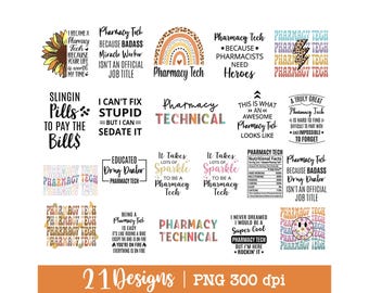 Pharmacy Tech png, Pharmacy Technician png, Bundle png, Pharmacy png, 21 designs, Retro Pharmacy Tech, sublimation design, Instant Download