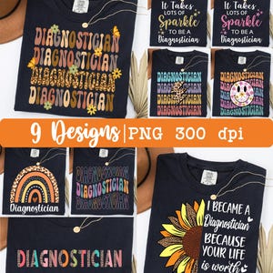 Diagnostician png, Bundle, Educational Diagnostician, Retro, Shirt png, Rainbow, Diagnostician gift, Diagnostician png Sublimation Design.
