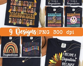 Diagnostician png, Bundle, Educational Diagnostician, Retro, Shirt png, Rainbow, Diagnostician gift, Diagnostician png Sublimation Design.