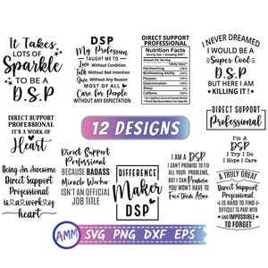 DSP svg, Direct Support Professional svg, DSP Bundle, 12 designs, Direct Support Professional Bundle, dsp png, DSP worker svg, Eps, Dxf, Png